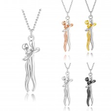 Stainless Steel Necklace - S925 Pure Silver Embraced Lovers